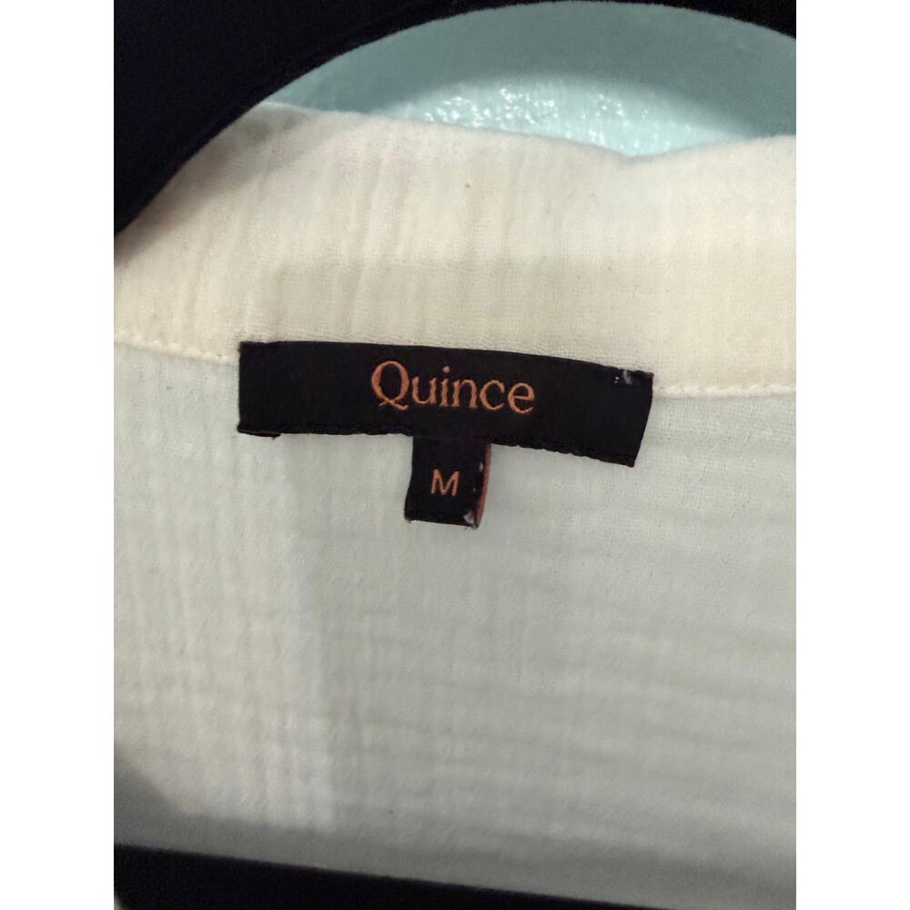Quince Organic Cotton Gauze Button Down Shirt Cream M Beachy Coastal Resort - Picture 3 of 5